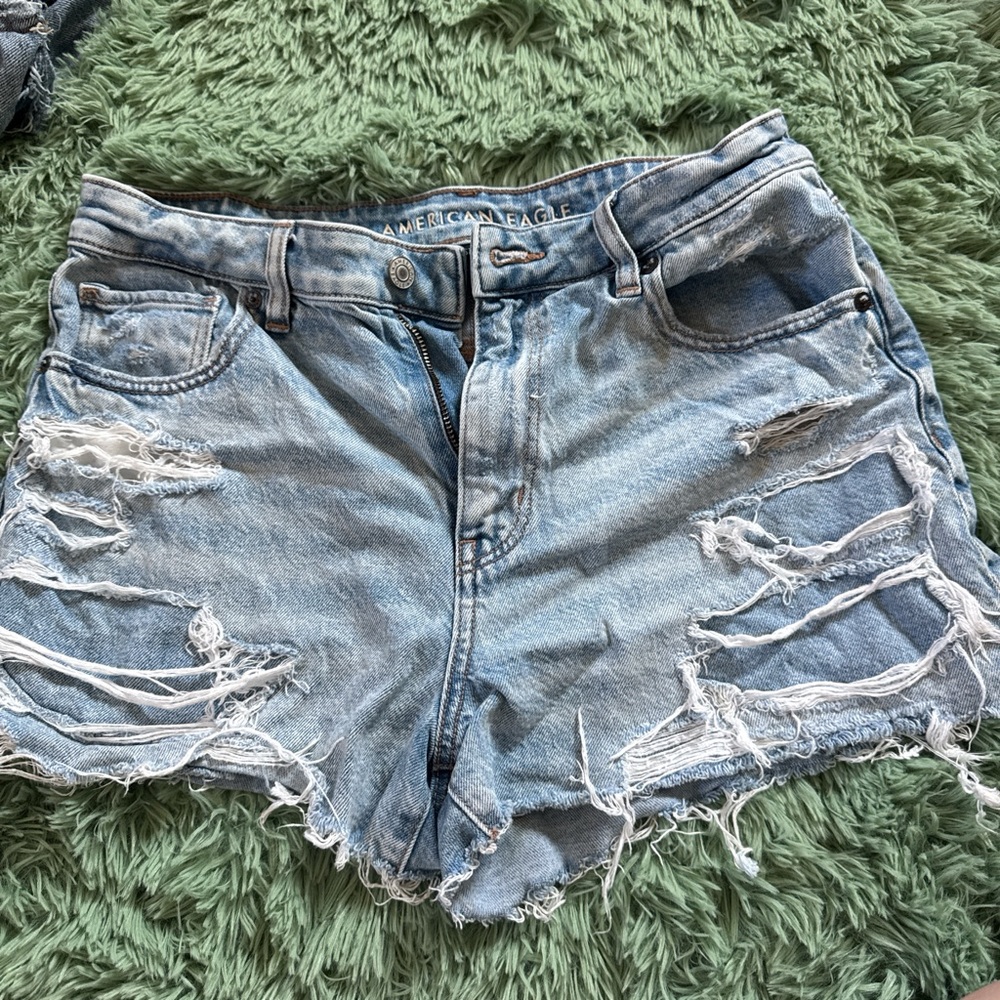 American Eagle Outfitters Ripped Light Blue Jean Shorts